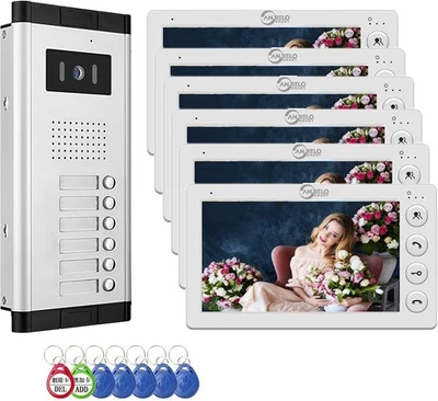 Wired Video Intercom System for Apartments,2/3/4/5/6/8/10/12 Units 7 Inch. - Image 1 of 4