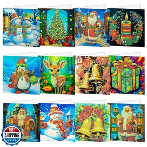 SUUYOO 12er Pack Weihnachtsmalsets, 5D Diamant Grußkarte, DIY Weihnachten - Bild 1 von 5