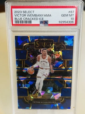 Panini Select Victor Wembanyama #87 Blue Cracked Ice (RC) 2023-24 PSA 10 Foto 1 de 2