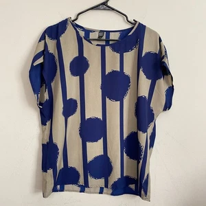 Camiseta de mujer Emery Rose grande azul tostado punto abstracto a rayas manga corta - Imagen 1 de 3