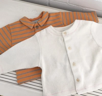 学步儿童 100% 有机棉夏季长袖衬衫尺寸 3 个月/6 个月  — 第 1/4 张图片