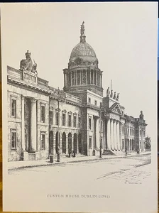 OVERSIZE Irish Line Art Postcard THE CUSTOM HOUSE Dublin Ireland Fergus Ryan - Picture 1 of 2