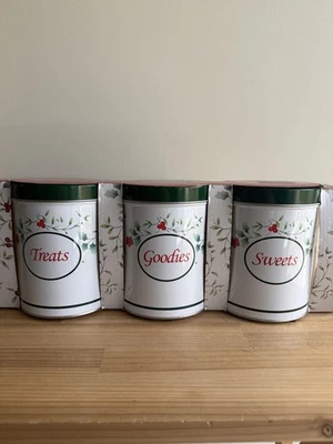 Pfaltzgraff Winterberry Storage Tins Set Of 3 Treats Goodies Sweets - Image 1 of 4