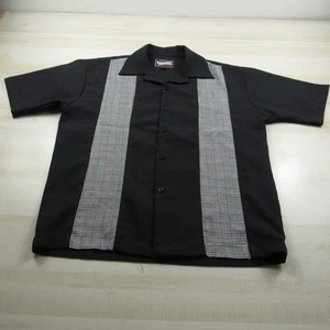 Tonic Shirt Mens Large Black Gray Button Up Lounge Retro BC Ethic USA Made - Picture 1 of 10