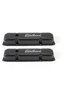 Edelbrock Valve Covers Signature Stock Black Powdercoat Logo Mopar BB Pai (4493) - Picture 1 of 12