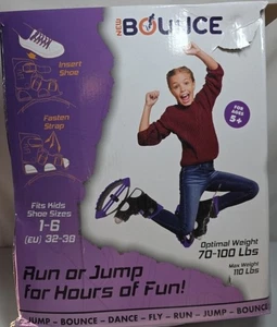New Bounce Jumping Shoes for Kids Ages 5+ Fits Shoe Size 1-6 Purple Max 110lbs - Picture 1 of 5