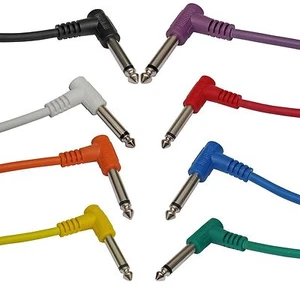8 Farben RECHTER WINKEL 1/4 bis 1/4 Gitarre Instrument Mono Patchkabel Kabel 10 Fuß Fuß Fuß - Bild 1 von 2