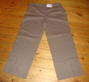BNWT MATERNITY Taupe Linen Blend Roll Top Trousers US 12 UK 16 - Picture 1 of 2