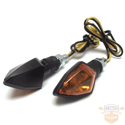 Halogen Mini Blinker Rock Schwarz Gelbes Glas E-geprüft Motorrad Roller Quad - Bild 1 von 4