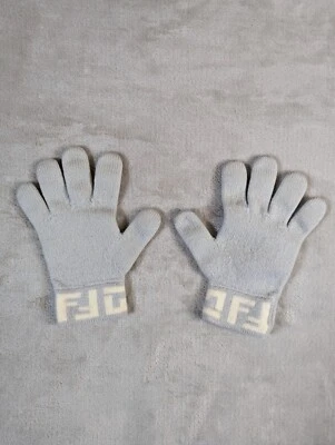 Guantes de Lana Fendi Hechos en Italia Auténticos Tejidos FF Plata 100% Lana Foto 1 de 4