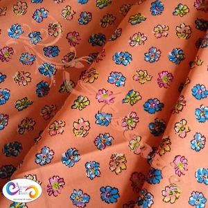 Ditsy Flowers on Peach 58" Wide Fabric Polycotton Bunting Dress Patchwork Craft - Picture 1 of 3