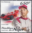 KIMI RAIKKONEN F1 GP Driver FERRARI F2007 Race / Racing Car Stamp (2023 Niger)