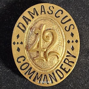Damascus Commandery 42 Knights Templar Masonic Antique Vtg Belt Buckle B104 - Picture 1 of 4