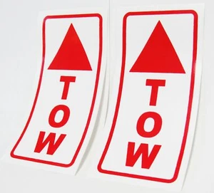 Racing Tow Decals Red on White Up Rectangular Approved Grand-Am SCCA Pair - Picture 1 of 1