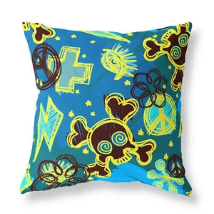 Modern Skull Urban Zip FILLED CUSHION Designer Multi-Coloured - Picture 1 of 3
