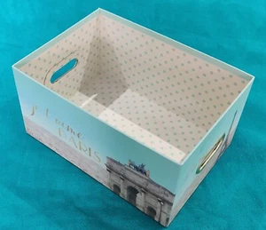 Paris Je T’aime Eiffel Tower Teal Storage Box Drawer Organiser L 32.5x23.5x17cm - Picture 1 of 12