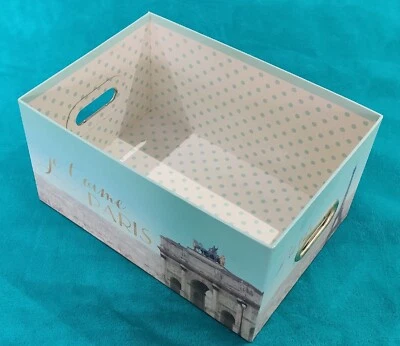 Paris Je T’aime Eiffel Tower Teal Storage Box Drawer Organiser L 32.5x23.5x17cm - Image 1 of 4