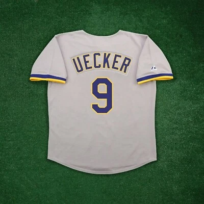 Camiseta deportiva para hombre Bob Uecker Milwaukee Brewers gris Road Cooperstown Foto 1 de 4