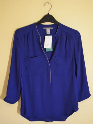 New! H&M women's cobalt blue pearl hem shirt - EU 34 UK 8 - work formal blouse - Image 1 of 4