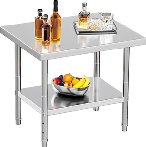 NSF Stainless Steel Table, 30" X 24" Work Table, 2 Shelves Metal Table Prep Tabl - Picture 1 of 12