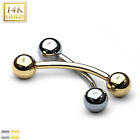 14K Solid GOLD Curved Barbell Eyebrow Snake Ear Rook Snug Helix Daith Ring Stud