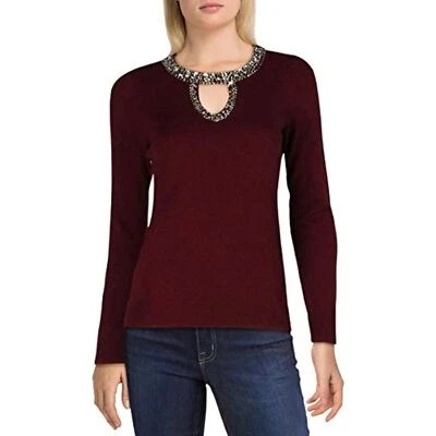 MSRP $80 INC Womens Wool Blend Embellished Sweater Red Size Small (TORN) - Image 1 of 2