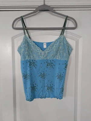 Camiseta sin mangas Y2K Gap Body de encaje con correa de espagueti para mujer grande azul verde babydoll Foto 1 de 4