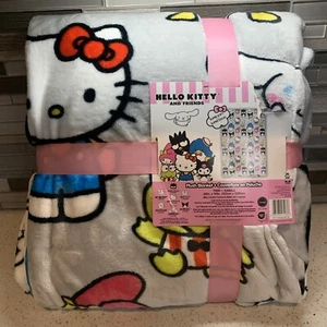 New Hello Kitty & Friends 60" x 90" Twin Gray Super Soft Plush Blanket With Bow - Picture 1 of 14