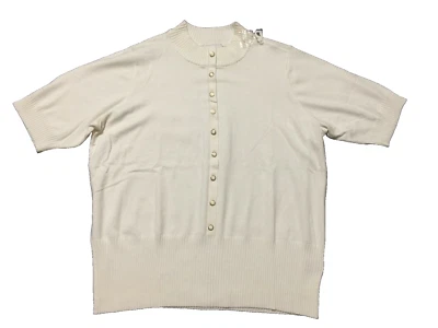 Mujer Plus Verano Punto Top Suéter Blanco Rayón Mezcla Manga Corta Talla 1X Nuevo Foto 1 de 4