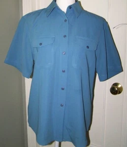 MODERN ESSENTIALS DAMEN TAILLIERT SCHIEFERBLAU KURZARM BLUSE SHIRT - SM - Bild 1 von 3