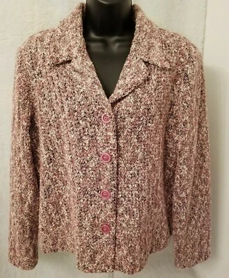 Abrigo Chaqueta Blazer Mujer Dressbarn Talla L Grande Púrpura Blanco Negro Motas Foto 1 de 4