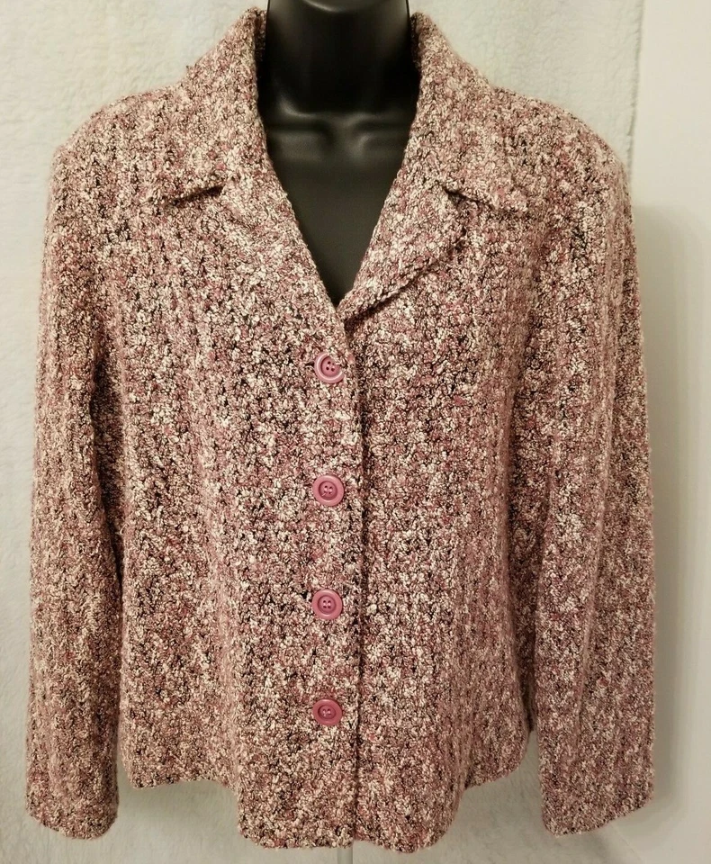 Abrigo Chaqueta Blazer Mujer Dressbarn Talla L Grande Púrpura Blanco Negro Motas Foto 1 de 4