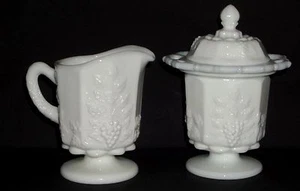Westmoreland PANELED GRAPE WHITE *CREAMER & LACY SUGAR w/LID*PG 135/45* - Picture 1 of 1