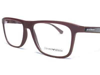NUEVO Emporio Armani EA3117 5606 Hombres Burdeos Fibra de Carbono Anteojos Marcos 55mm Foto 1 de 4