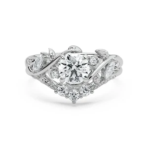 1.30 ct IGI Certified Round Cut Lab Grown Diamond Engagement Wedding Ring Set - Picture 1 of 4