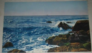 Vintage print, Breaking Waves, Nenke & Ostermaier, Dresden, #155, 11x7 inches - Picture 1 of 2