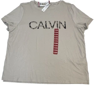 Calvin Klein Womens Beige Logo Basic Short Sleeve T-Shirt Size XL - Picture 1 of 9