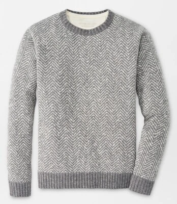 NEW MENS PETER MILLAR L/S CROWN CRAFTED CLIFF HERRINGBONE CREW SWEATER, MEDIUM - Image 1 of 4