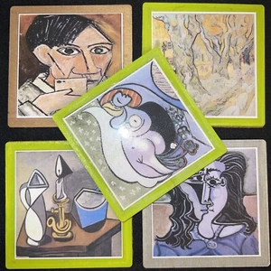 Zum Selbermachen 5 handgefertigte Holz & Kork Getränk Untersetzer MODERNE KUNST PICASSO VAN GOGH 1900-30er Jahre - Bild 1 von 5