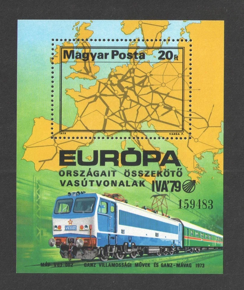 Hungría Scott 1979 # 2580 {mapa/tren} hoja de recuerdo MNH como nueva nunca articulada Foto 1 de 1