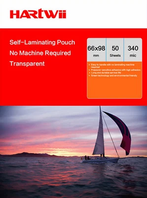 Hartwii 50 Sheets Cold Seal Self Adhesive Laminating Pouch ID Name Card 66x100mm