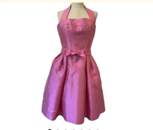 Wayne Clark Womens Back Zip Halter Dress Pink Silk/Wool Lined Size 4 Party Dress - Picture 1 of 8