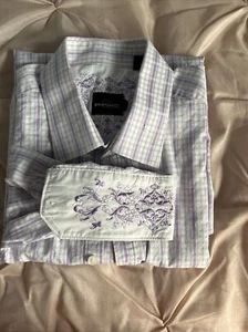 Parc 81 Dress Shirt Mens Medium Purple Pink Check Long Sleeve Casual 17/ 17 1/2 - Picture 1 of 6