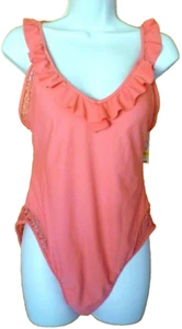 Badeanzug Junior L 11-13) rosa Spitzenbesatz Einteiler ohne Grenzen - Bild 1 von 2