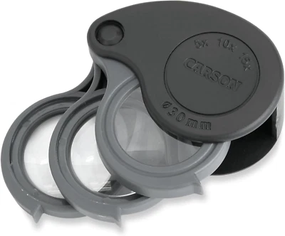 Carson Triview 5X/10X/15X Folding Loupe Magnifier with Built-In Case, 3-In-1 Por - Image 1 of 4