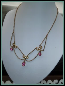 ANTIQUE EDWARDIAN GOLD FILLED & PINK PASTE STONES - UTTERLY GORGEOUS - STUNNING. - Picture 1 of 2