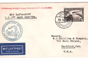 GERMANY Air 4m GRAF ZEPPELIN Cover 1929 Blue *1 AMERIKAFAHRT* Cachet USA KZ76 - Picture 1 of 14