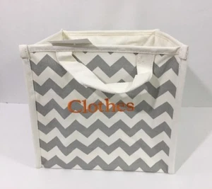 Pottery Barn Kids Gray Harper Chevron Pop Up Tote Canvas Storage Mono Clothes - Picture 1 of 8