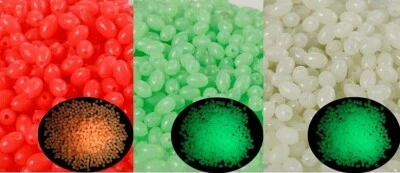 Elección de color 100 cuentas OVALADAS SUAVES o DURAS que brillan en la oscuridad para pesca artesanal Foto 1 de 4