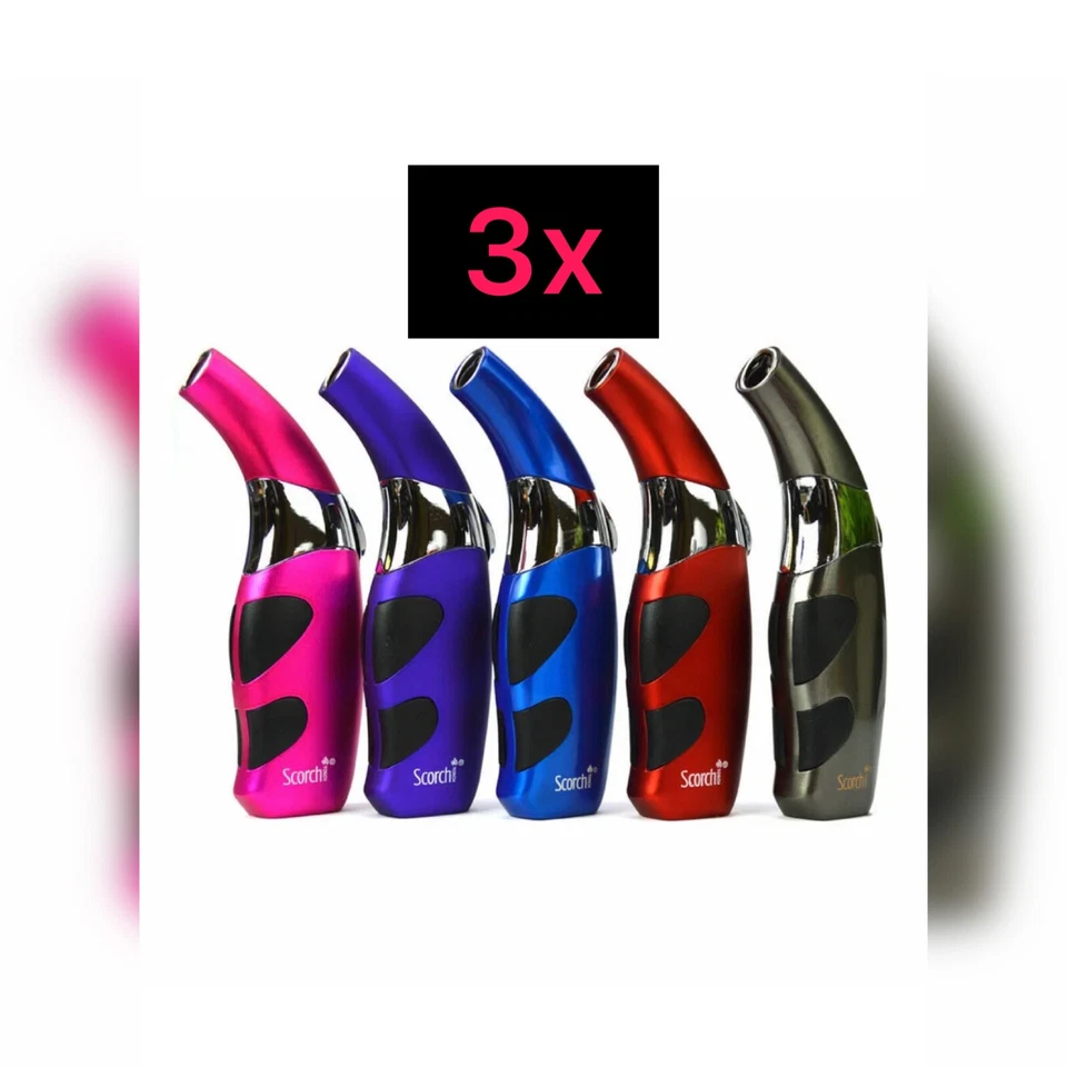SCORCH TORCH LOT OF 3 TORCH GAS BUTANE LIGHTERS ,BRAND NEW,COLOR VARY